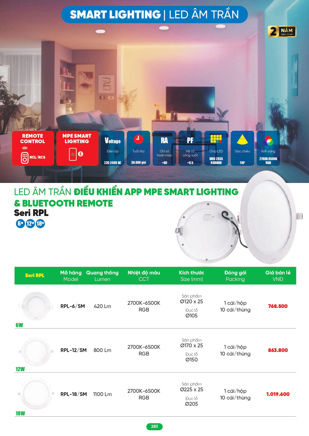 Bảng giá đèn LED MPE 2026